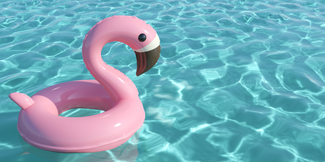 Pool with flamingo