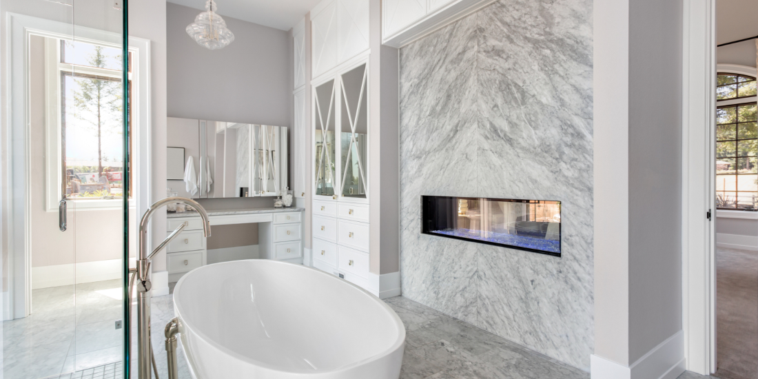 luxury bathroom with soaking tub